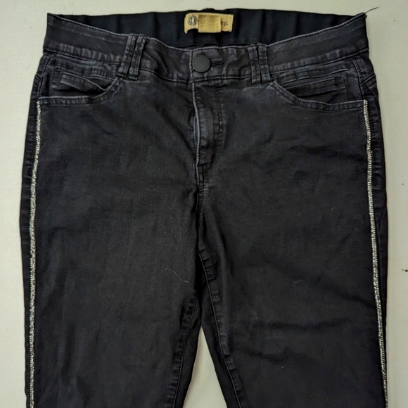 Democracy Ab Technology Black Ankle Jeans Silver Side Sequence Raw Hem size 12 - Picture 10 of 13